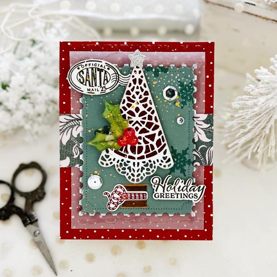 Papertrey Ink Doily Trees Dies pti-0849 santa