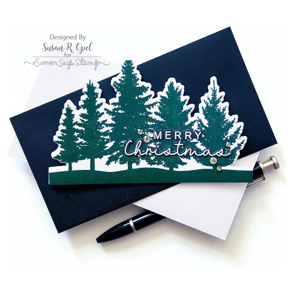 CZ Design Stamps and Dies Peaceful Trees set855pt Stamptember Christmas Card