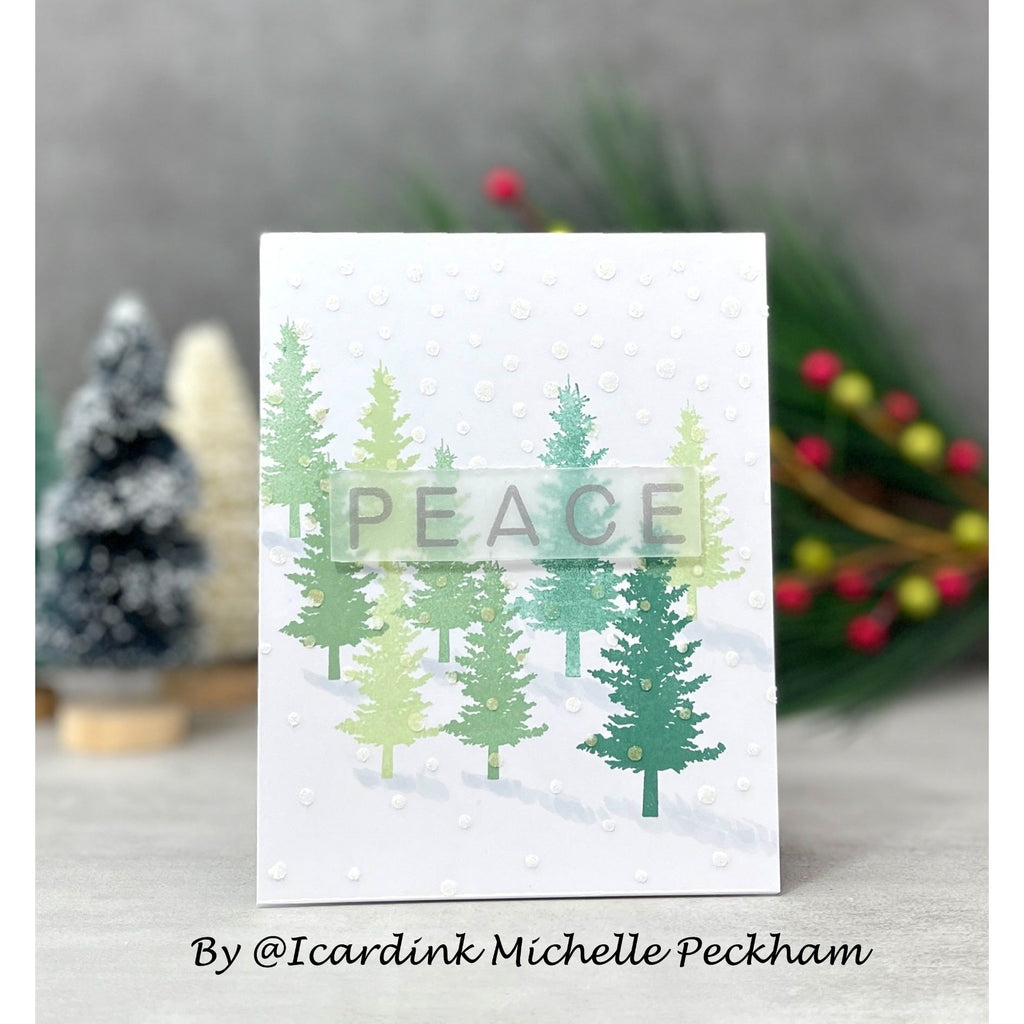 CZ Design Clear Stamps Peaceful Trees cz285c Stamptember Christmas Card