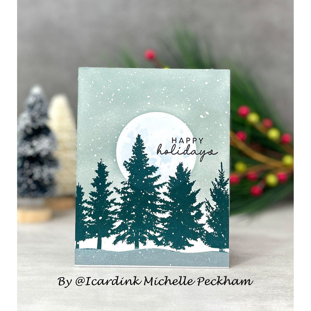 CZ Design Clear Stamps Peaceful Trees cz285c Stamptember Christmas Card