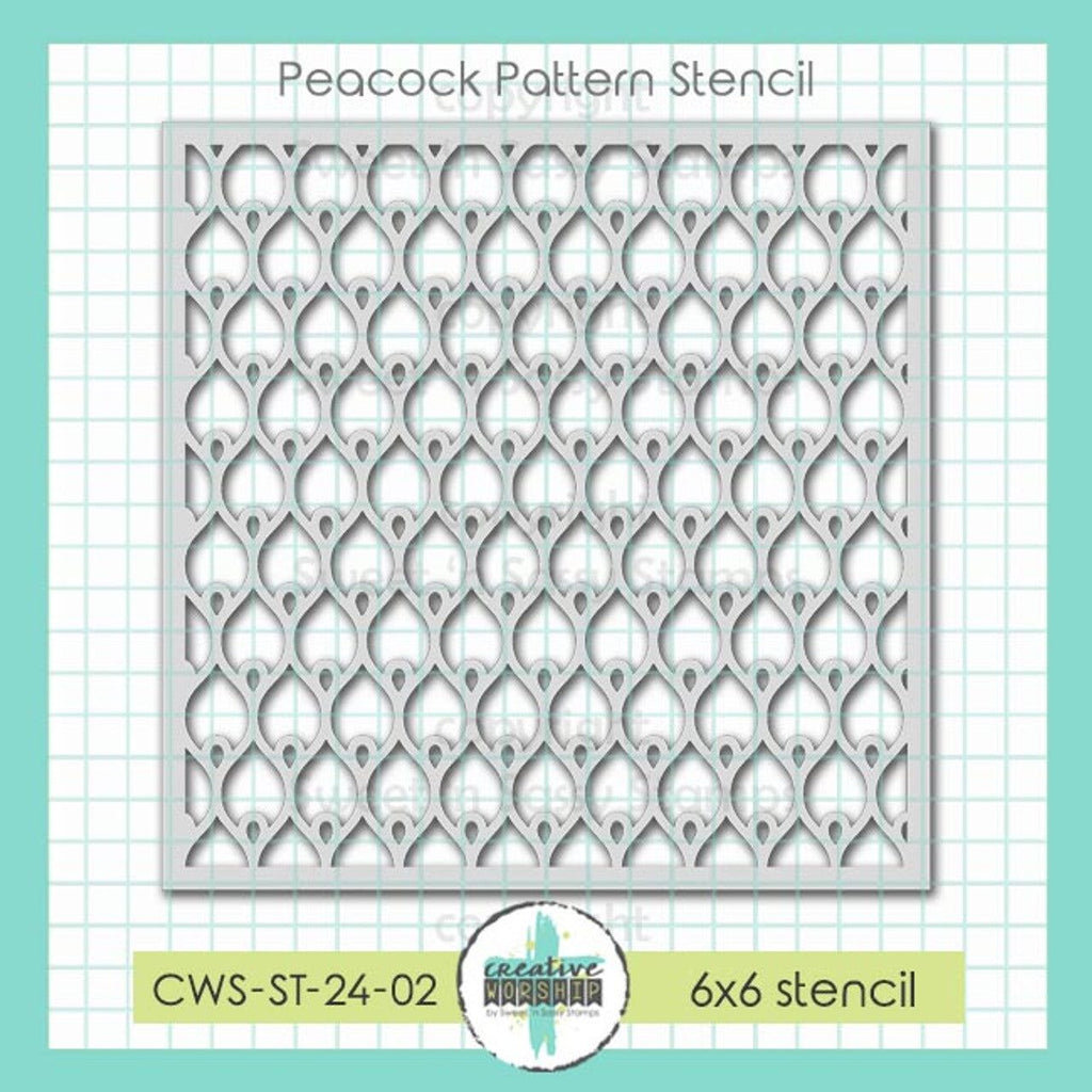 Sweet 'N Sassy Peacock Pattern 6 x 6 Stencil cws-st-24-02