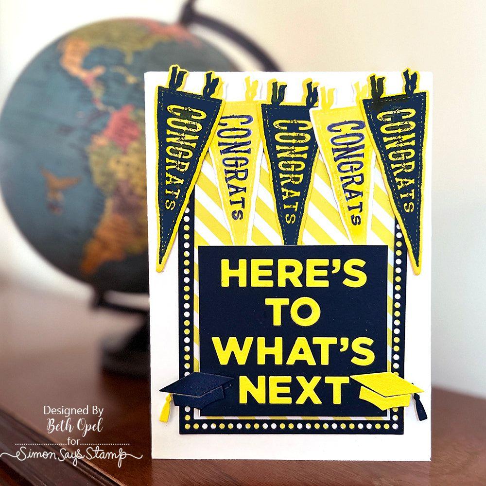 Simon Says Stamp Pennants Wafer Dies sss330 Be Bold Grad Card