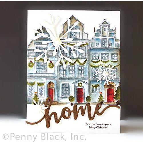 Penny Black Christmas Town Cling Stamp 40-943 snowflakes