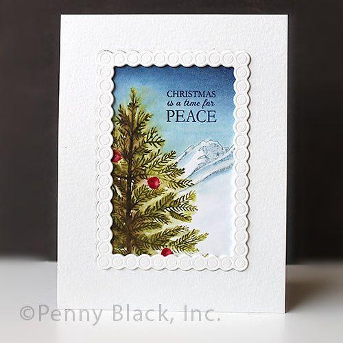 Penny Black Tree Sleigh Cling Stamp 40-941 peace