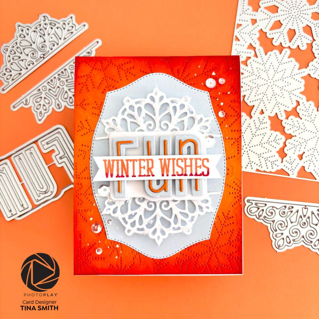 PhotoPlay Nested Ornate Dies sis4782 Winter Wishes Card