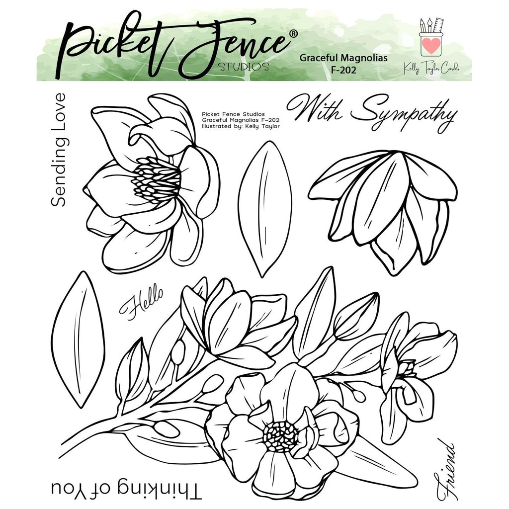 Picket Fence Studios Graceful Magnolias Clear Stamps f-202