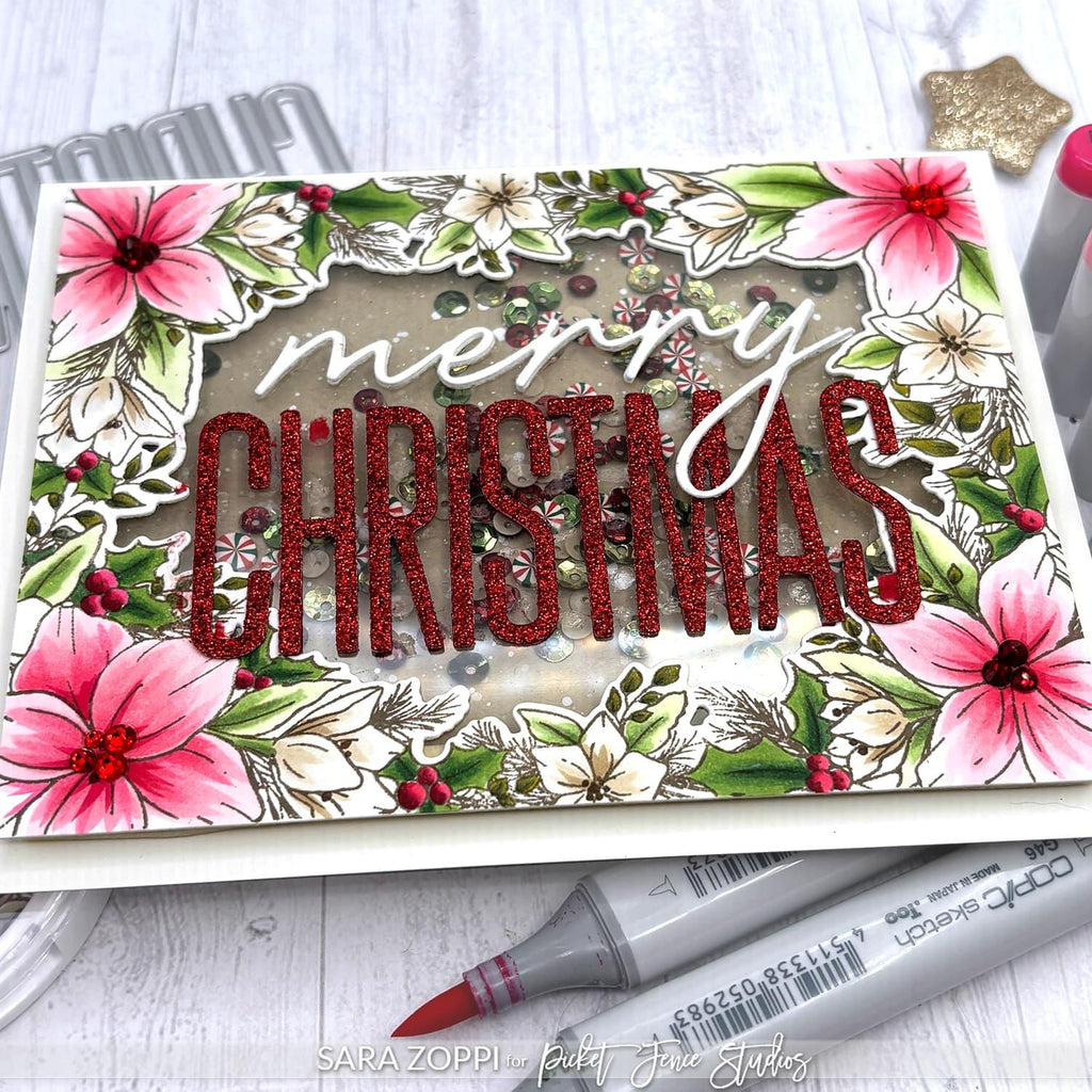 Picket Fence Studios Winter Blooms Dies c-173d merry