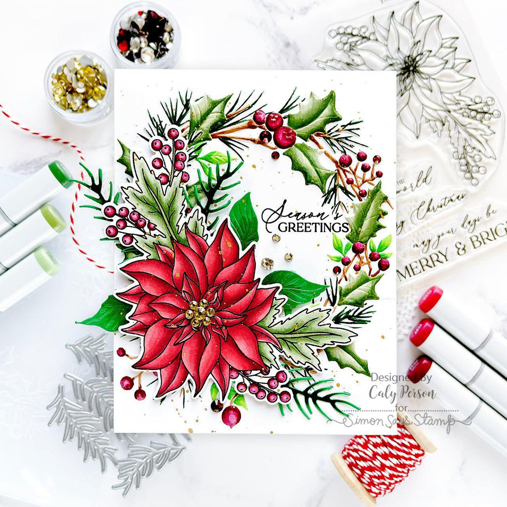 Simon Says Stamp Pine Needle Cluster Wafer Die s950 Festive Fun Christmas Card | color-code:ALT03