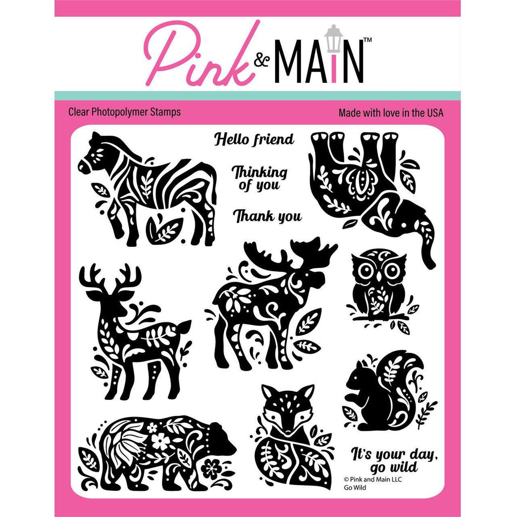 Pink and Main Go Wild Clear Stamps pm0748