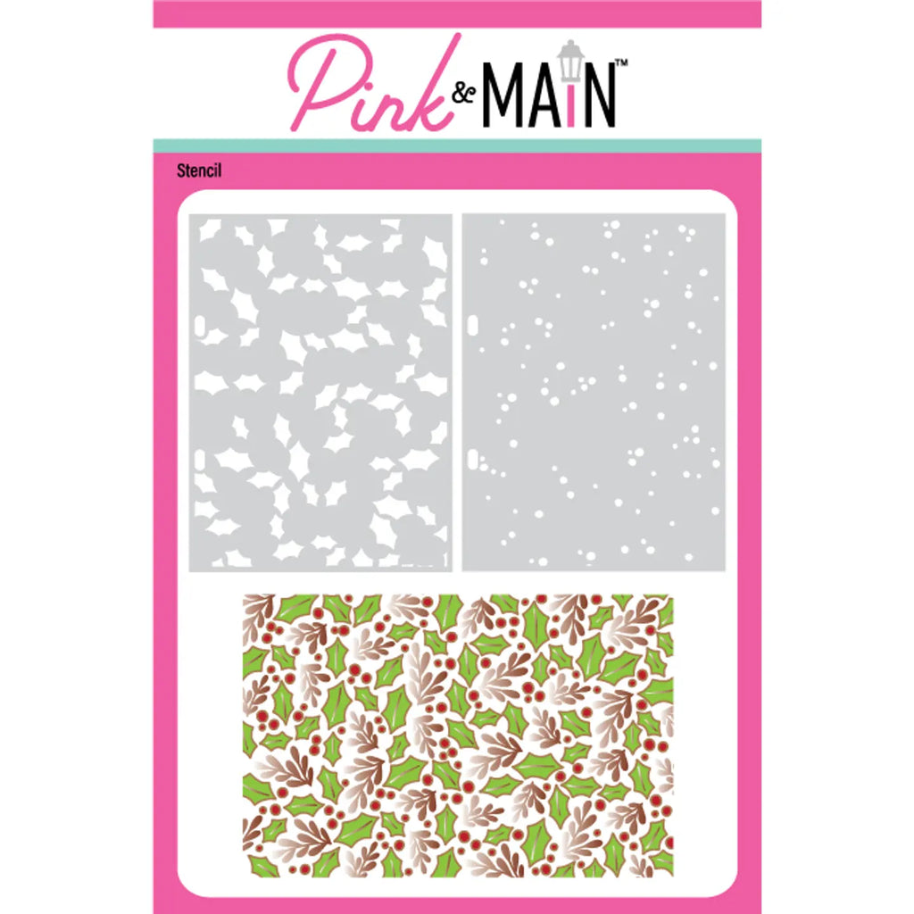 Pink and Main Holly Background Stencils pms130