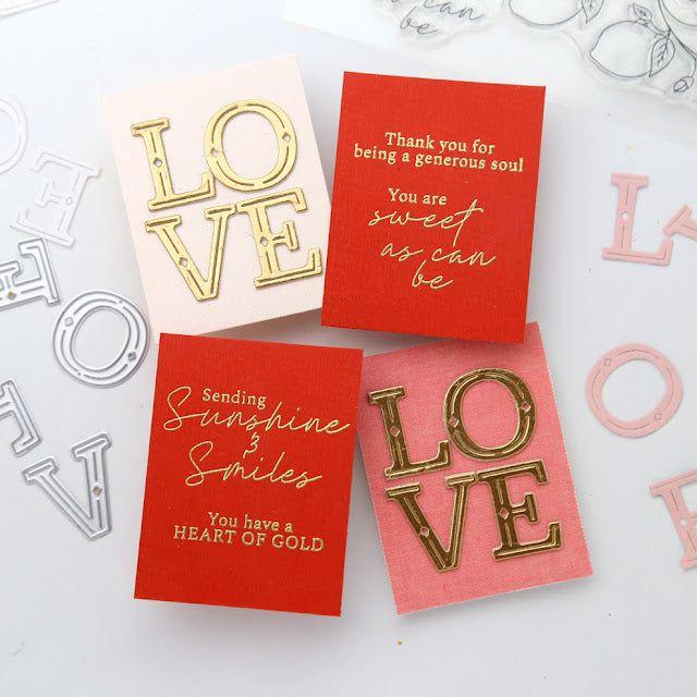 Pinkfresh Studio Heart Of Gold Clear Stamps 227024 Bold Love Cards | color-code:ALT02