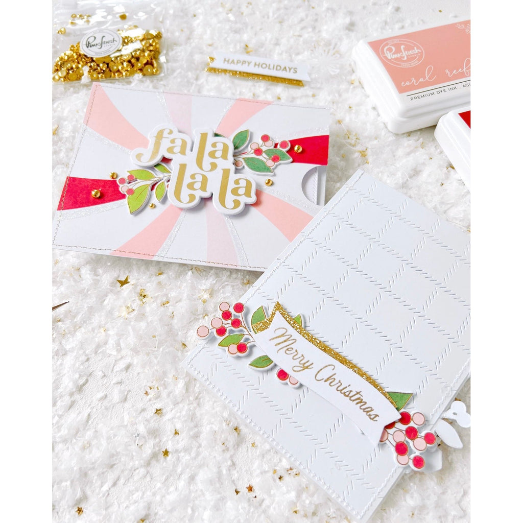 PinkFresh Studio Fa La La La Hot Foil Plate and Die Christmas Card Pockets | color-code:ALT02