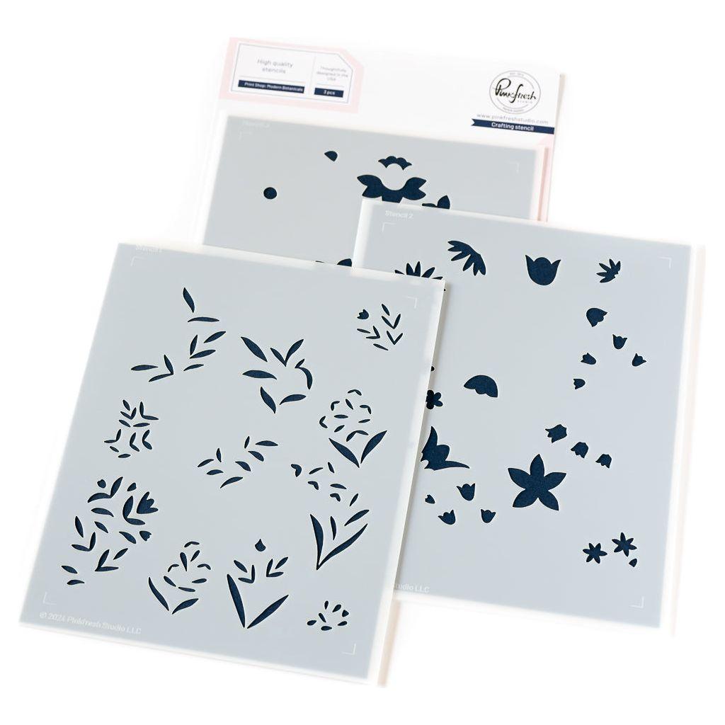 Pinkfresh Studio Print Shop Modern Botanicals Stencils 245424