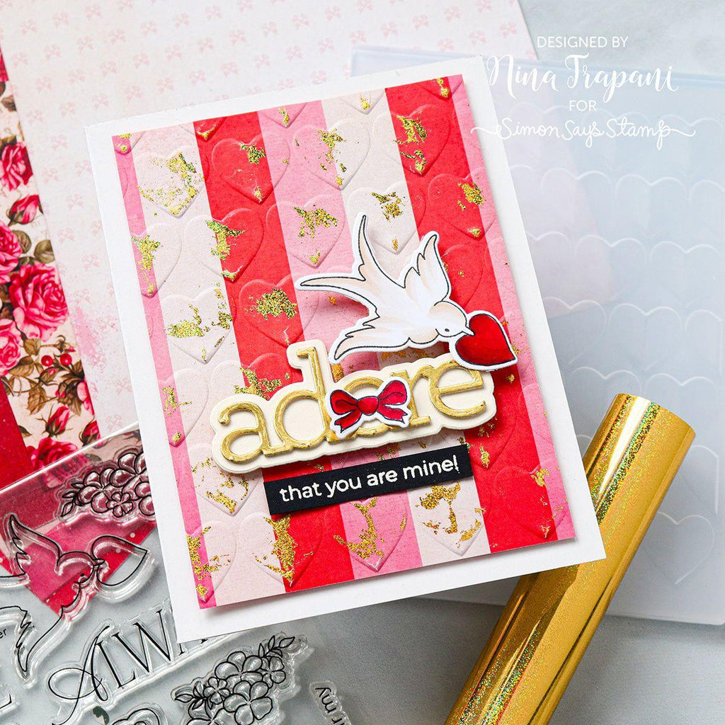 Simon Says Stamp Embossing Folder Pinnacle Hearts sf460 To Be Loved Love Card | color-code:ALT01