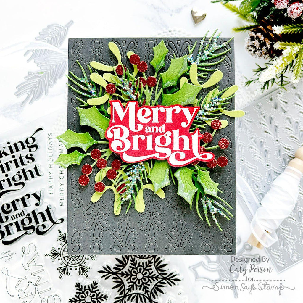 Simon Says Stamp Pointy Pine Needle Sprigs Wafer Dies s879 Diecember Christmas Card | color-code:ALT01