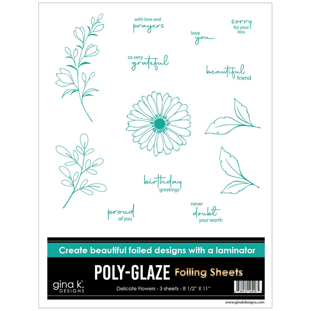 Gina K Designs Delicate Flowers Poly-Glaze Foiling Sheets pgfdf