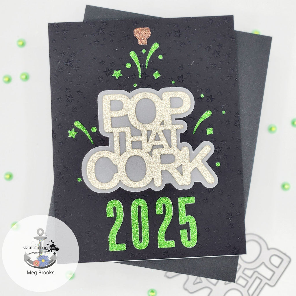 CZ Design Pop That Cork Wafer Dies czd251 DieCember New Years Card