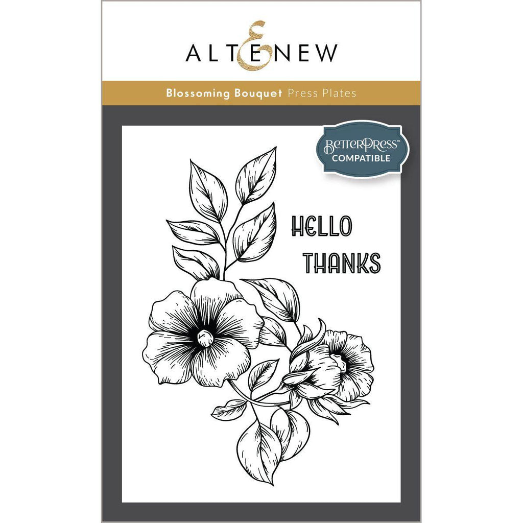 Altenew Blossoming Bouquet Press n Foil Plate alt10230 hello