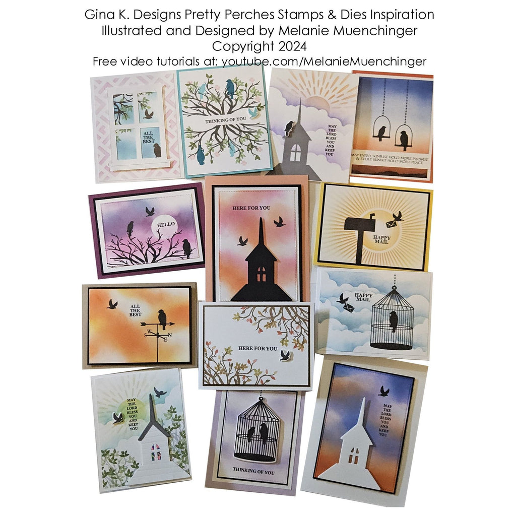 Gina K Designs Pretty Perches Clear Stamps mm135 All Cards