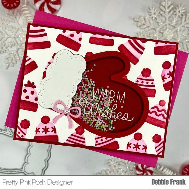 Pretty Pink Posh Layered Winter Hats Stencils bow