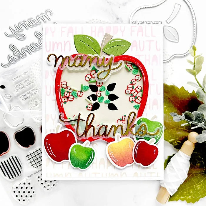 Pretty Pink Posh Patterned Apples Clear Stamps thanks | color-code:ALT01