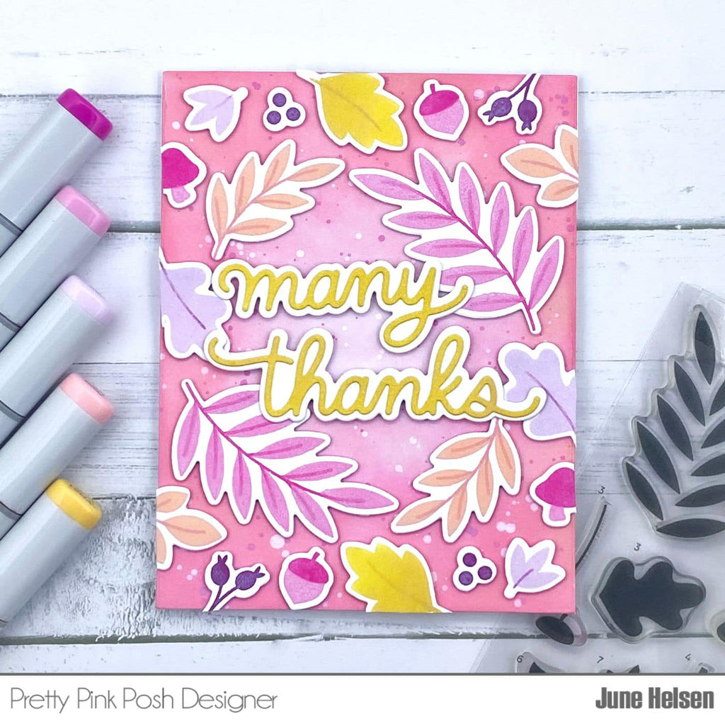 Pretty Pink Posh Solid Leaf Foliage Stencils pink