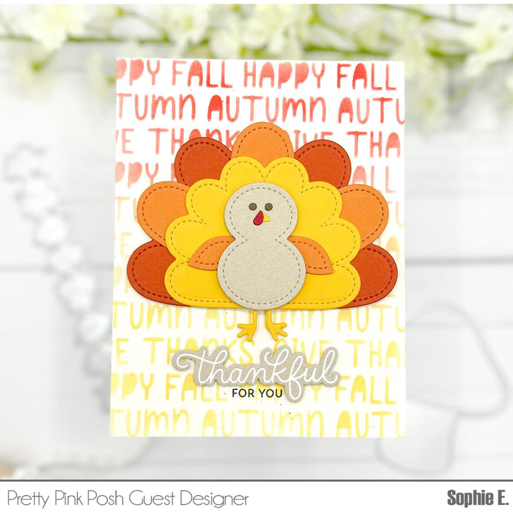 Pretty Pink Posh Stitched Turkey Dies happy fall