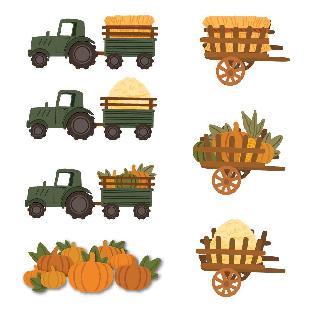 Honey Bee Farmhouse Fields Pumpkin Patch Add-On Dies hbds-ffppao Tractor and Cart Mock Up