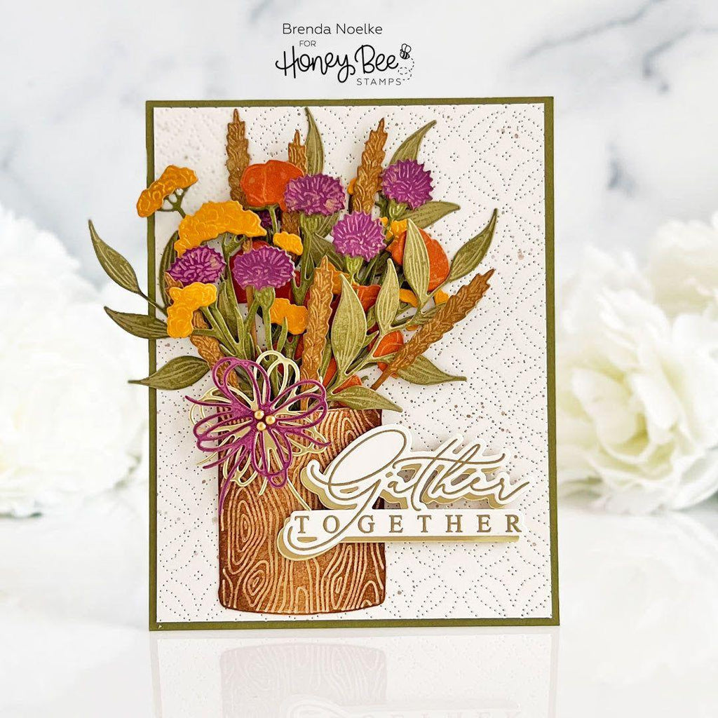 Honey Bee Lovely Layers Autumn Bouquet Dies hbds-llatmb Gather Together Card