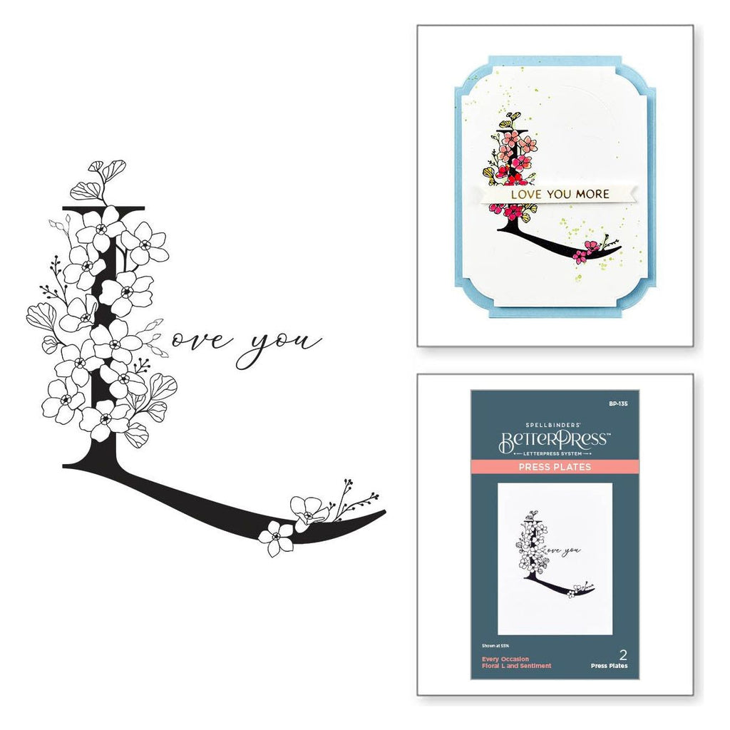 bp-135 Spellbinders Floral L and Sentiment Press Plates product image