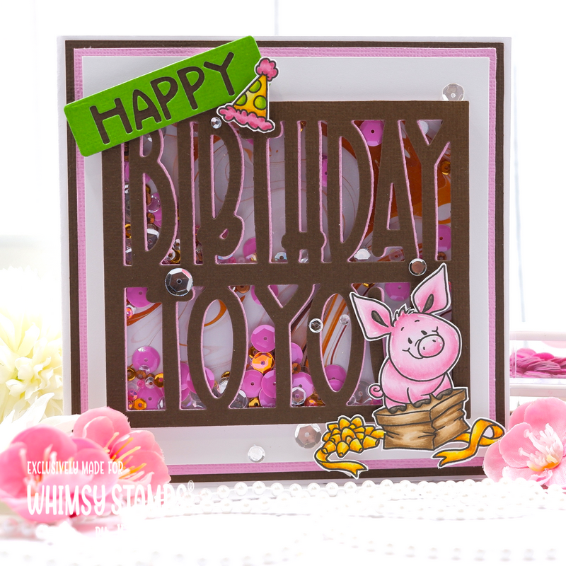 Whimsy Stamps Piggies Crushed It Clear Stamps c1431 happy birthday