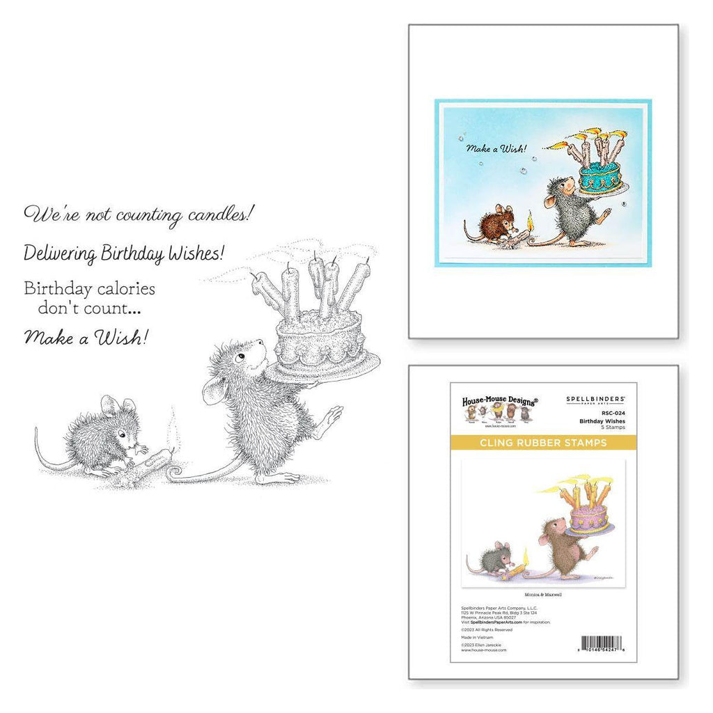 Spellbinders House Mouse Birthday Wishes Cling Rubber Stamps rsc-024 product image