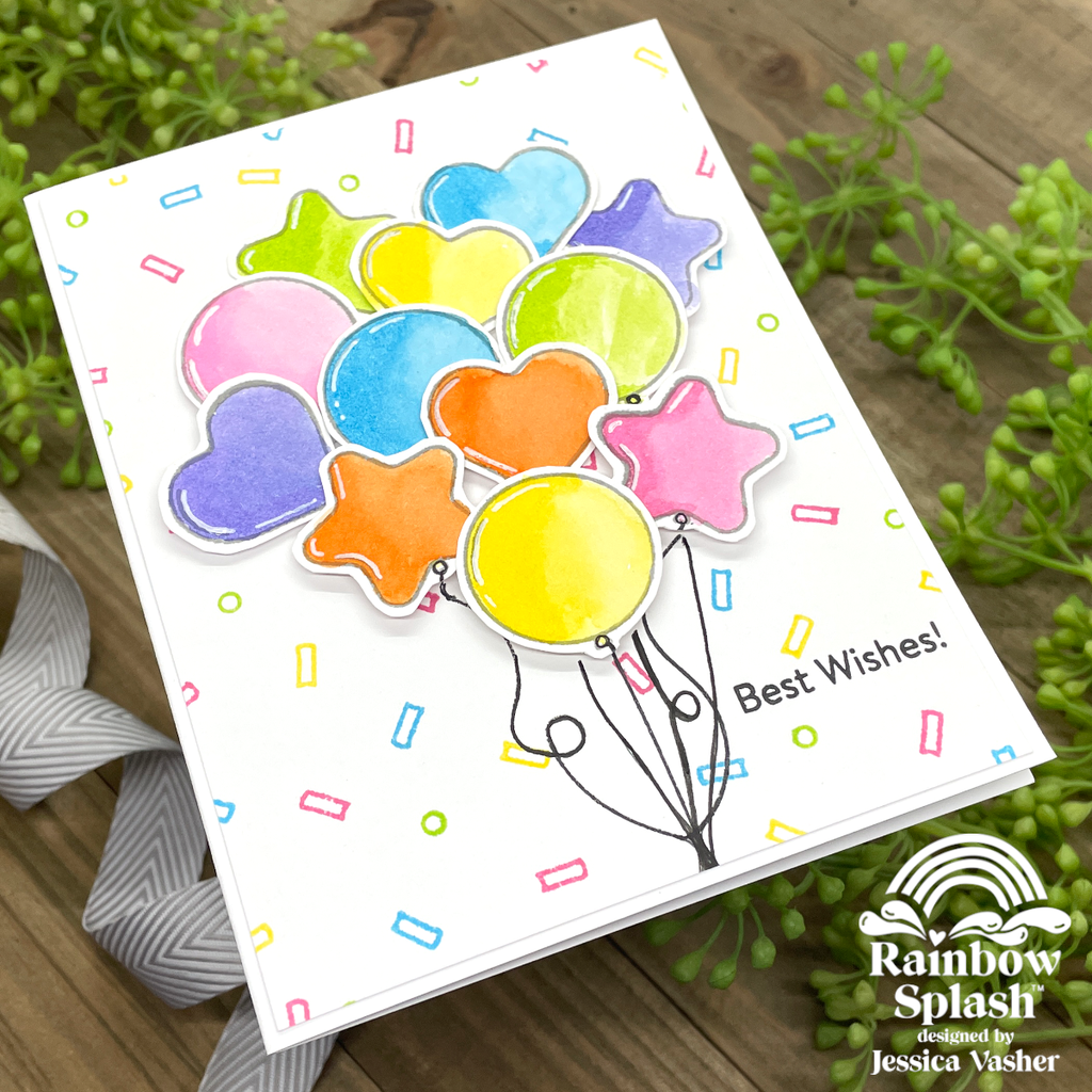 Rainbow Splash Clear Stamps Birthday Wishes rs100c Birthday Card 