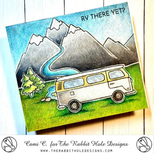 The Rabbit Hole Designs RVing with Tailette Clear Stamps trh-237 rv van