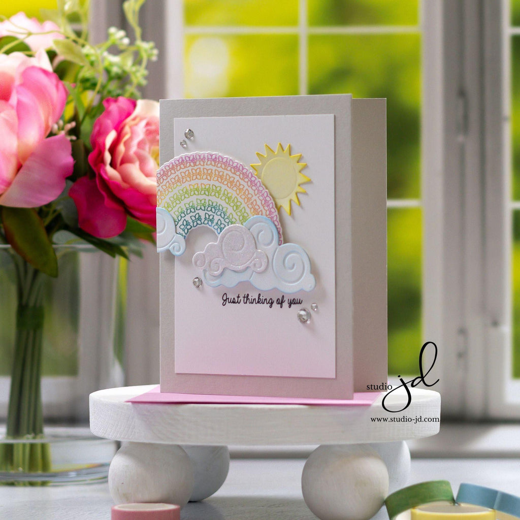 Simon Says Stamp Sunny Vibes Collection I Want It All Stamps and Coordinating Dies set811sd Rainbows and Butterflies Card