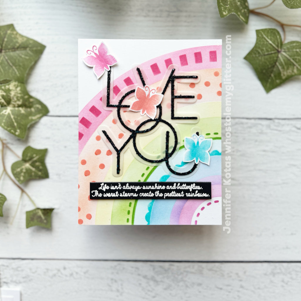 Simon Says Stamps and Dies Rainbows and Butterflies set793rb Sunny Vibes Love You Card
