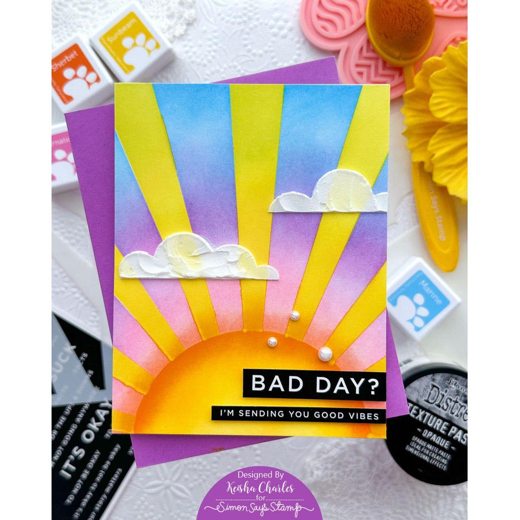 CZ Design Stamps Dies and Sentiment Strips Bad Day Good Vibes set807bd Sunny Vibes Encouragement Card