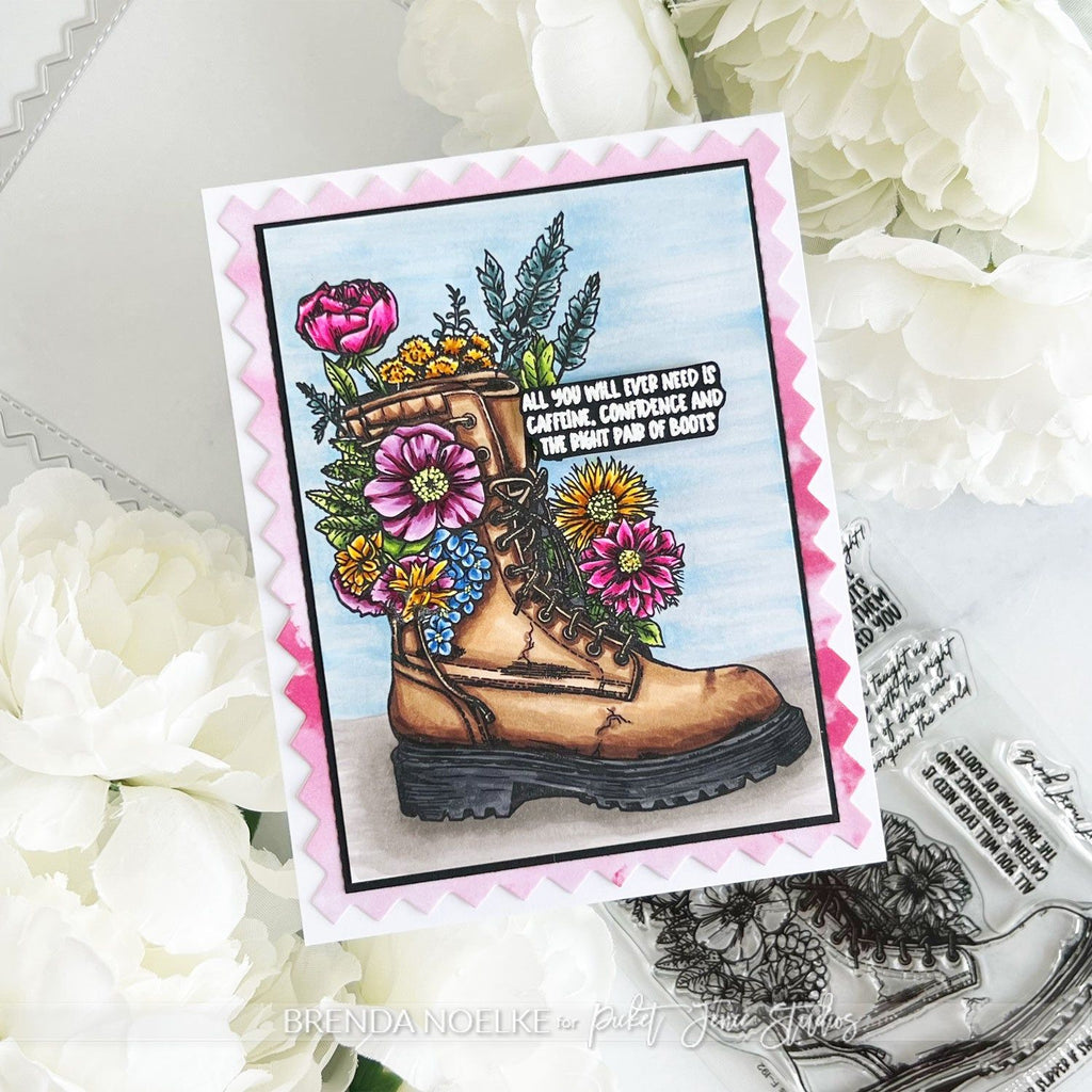 Picket Fence Studios The Right Pair of Boots Clear Stamps f-192 all you need is caffeine