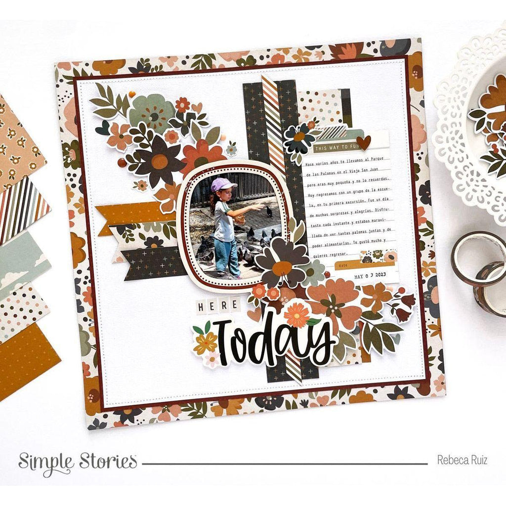 Simple Stories Here And There Floral Bits And Pieces 19819 Here Today Layout