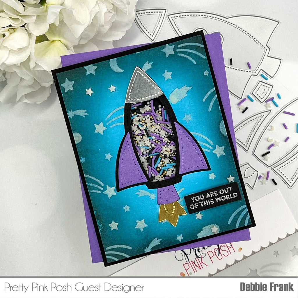 Pretty Pink Posh Rocketship Shaker Dies shaker card