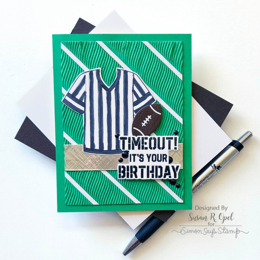 Simon Says Stamp Embossing Folder Rolling Waves sf387 Cheering for You Referee Birthday Card | color-code:ALT02