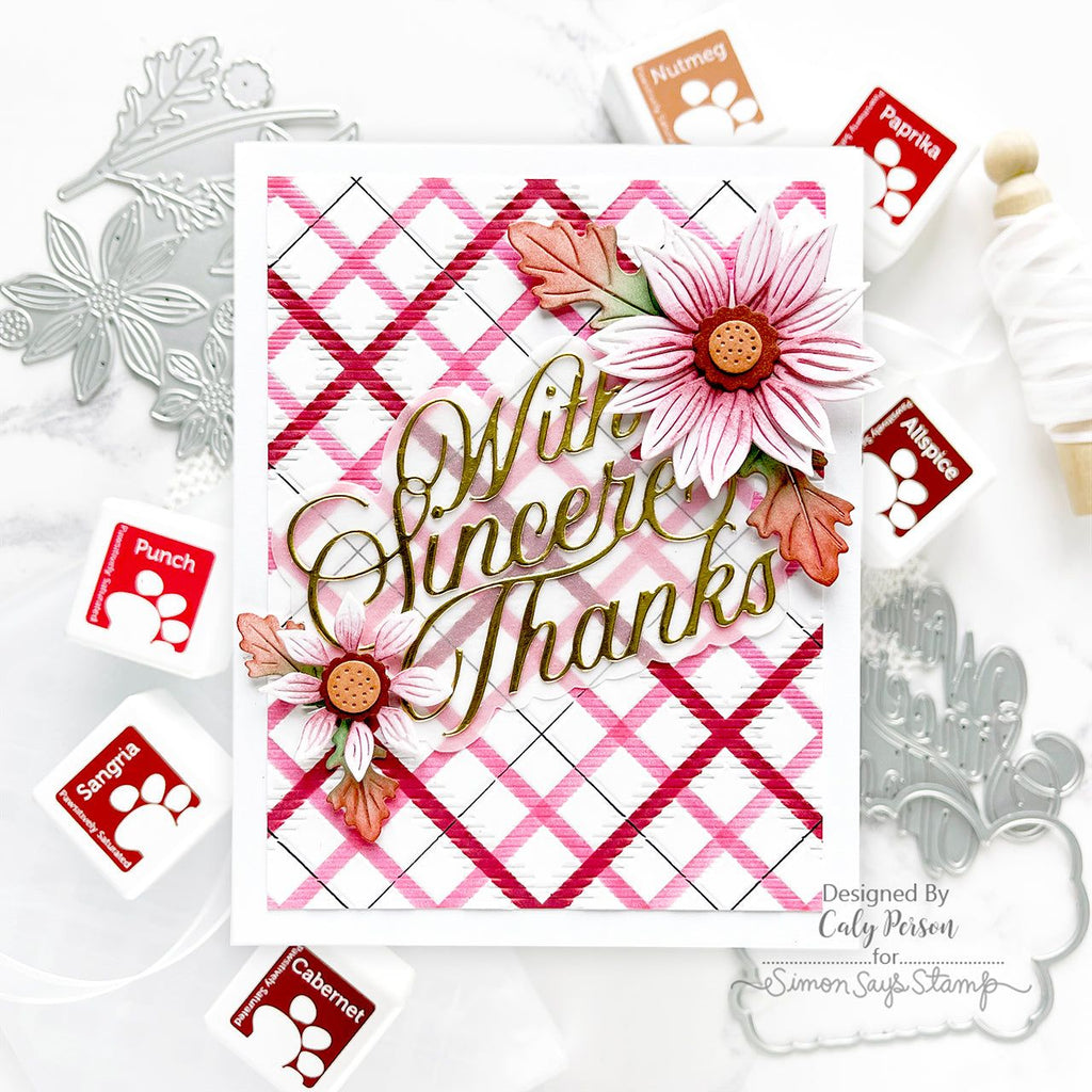 Simon Says Stamp Rustic Layering Flower Wafer Dies s930 Stamptember Thanks Card | color-code:ALT12