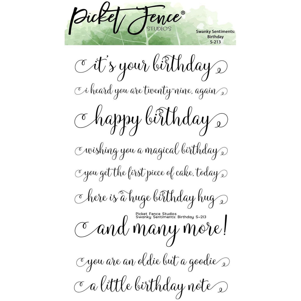 Picket Fence Studios Swanky Sentiments: Birthday Clear Stamps s-213