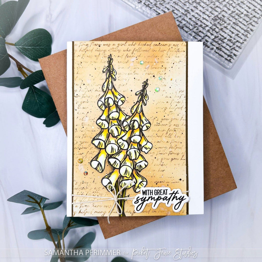 Picket Fence Studios Swanky Sentiments: Sympathy Stamp and Die Bundle with great sympathy