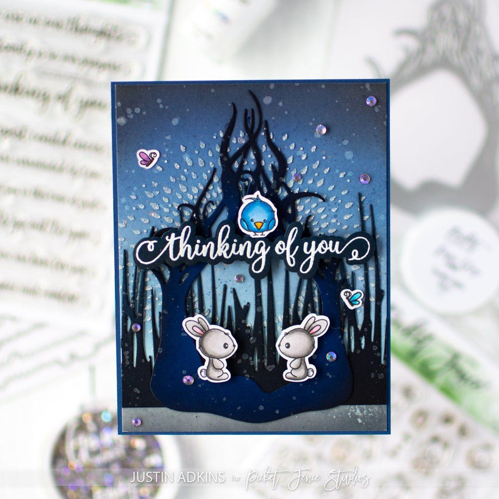 Picket Fence Studios Swanky Sentiments: Sympathy Stamp and Die Bundle thinking of you