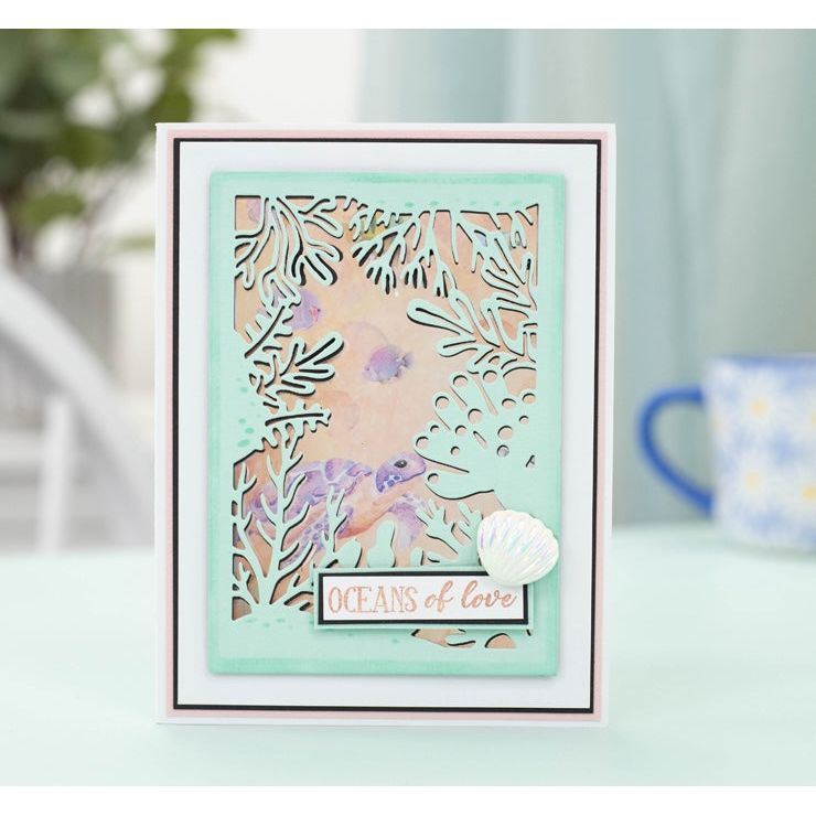 Crafter's Companion Hidden Within The Sea Dies s-eo-md-cad-hwts seafoam green coral frame