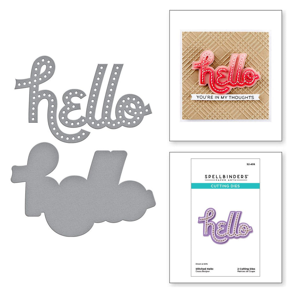 Spellbinders Stitched Hello Etched Dies s2-408