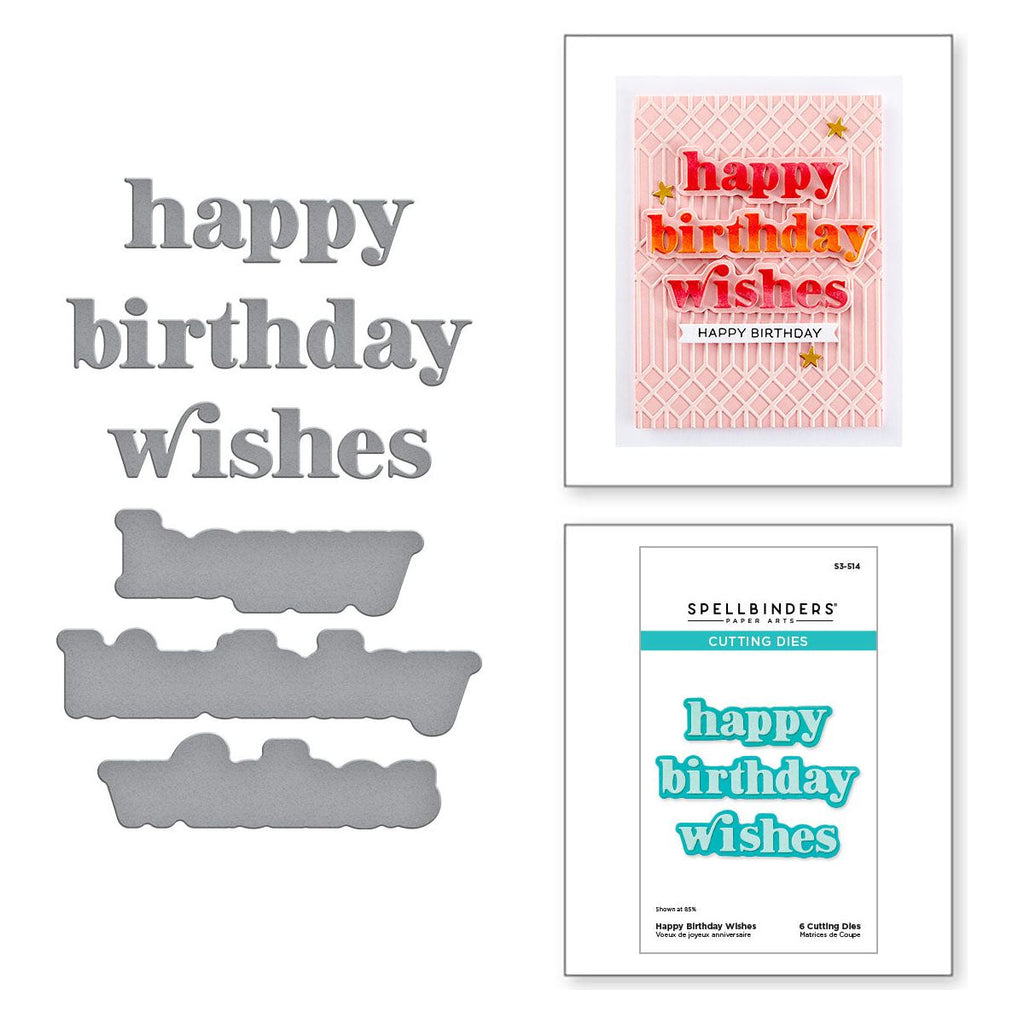 Spellbinders Happy Birthday Wishes Etched Dies s3-514