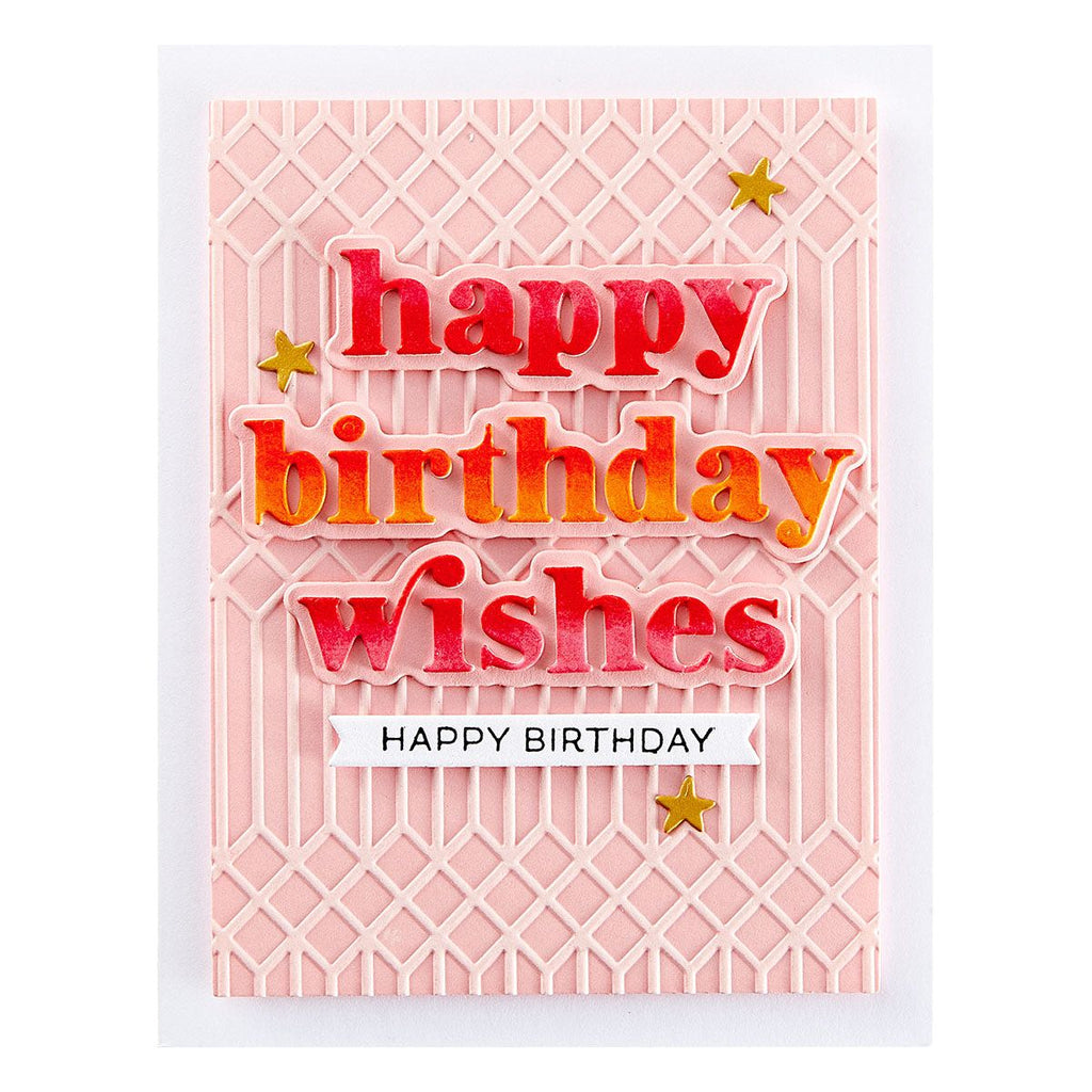 Spellbinders Happy Birthday Wishes Etched Dies s3-514 pink