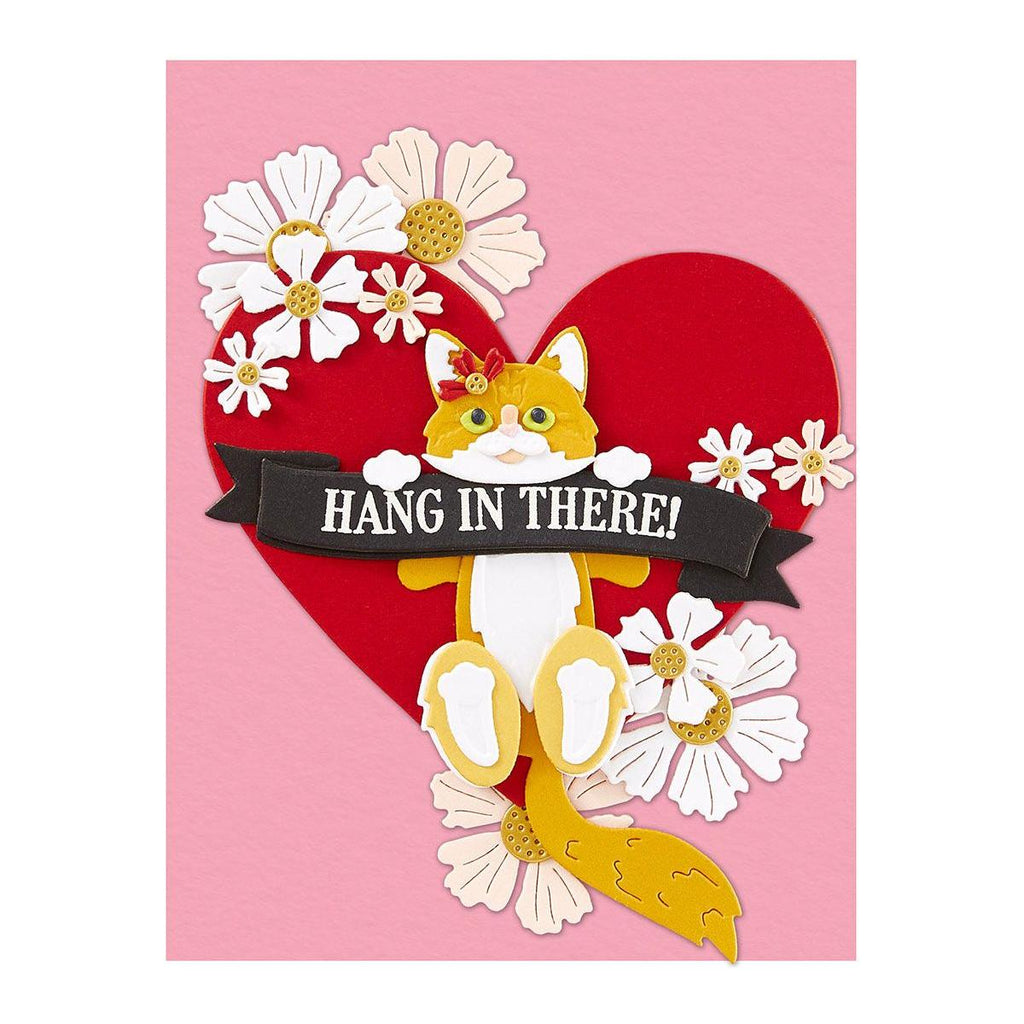 Spellbinders Cheerful Kittens Etched Dies s4-1342 hang in there